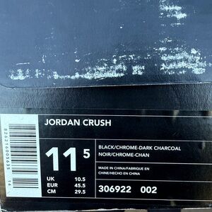 Jordan Crush Black and Chrome Sneakers